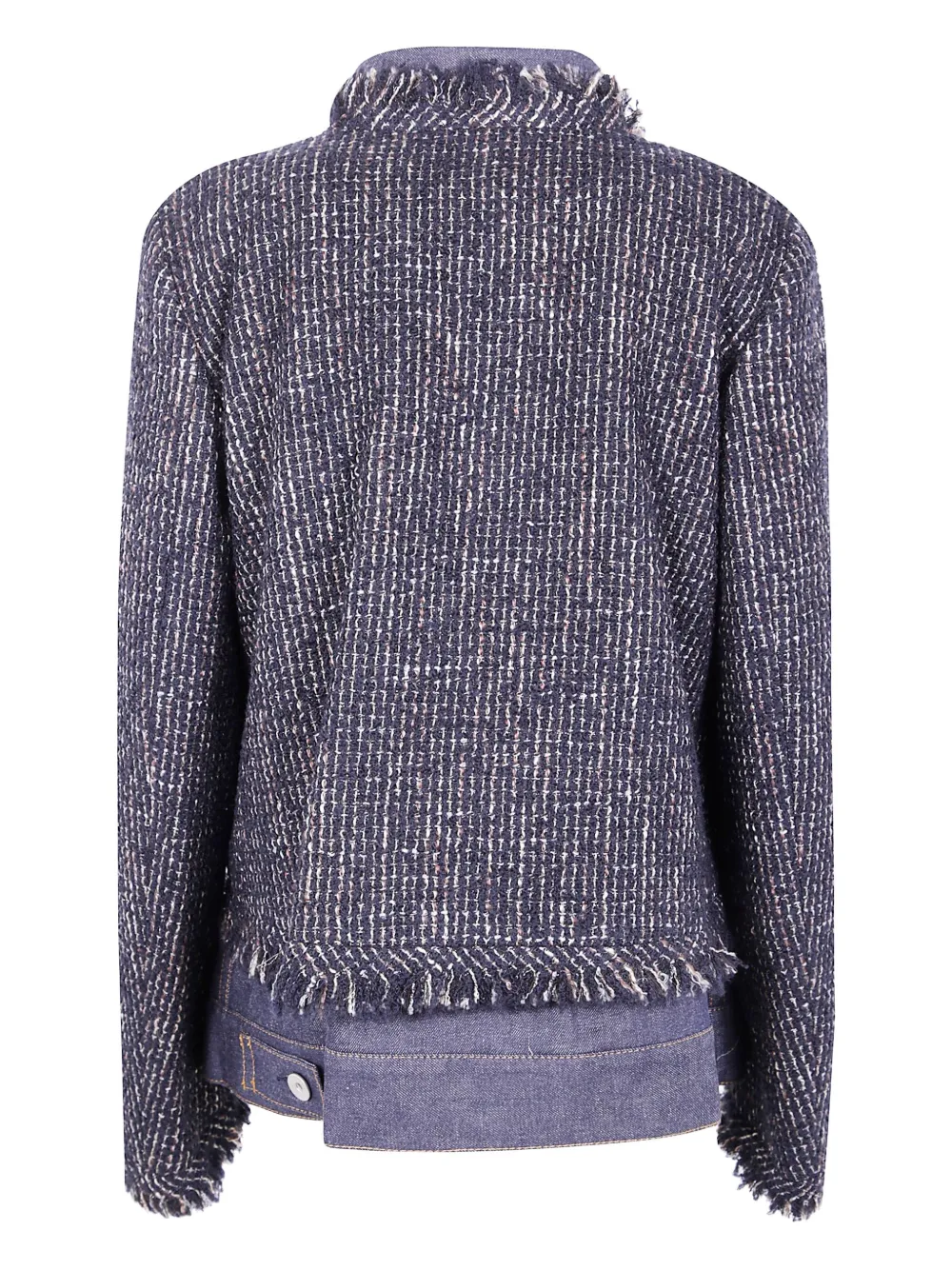 sacai tweed-panel denim jacket Blauw
