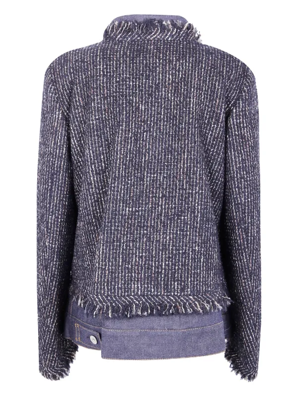Sacai ツイードパネル デニムジャケット | ブルー | FARFETCH JP
