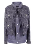 sacai tweed-panel denim jacket - Blue