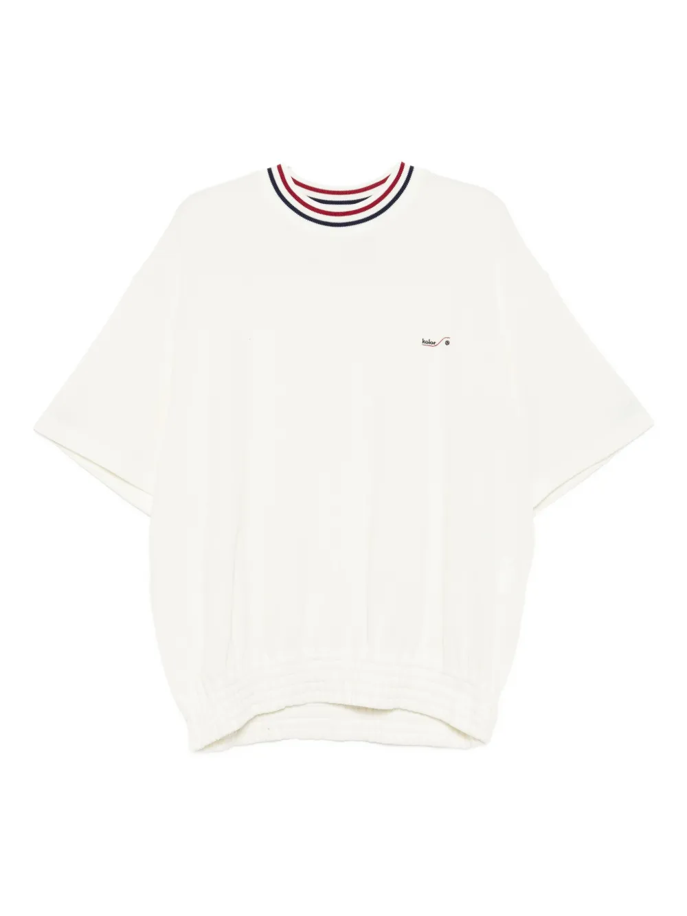 Kolor T-shirt met geborduurd logo Beige