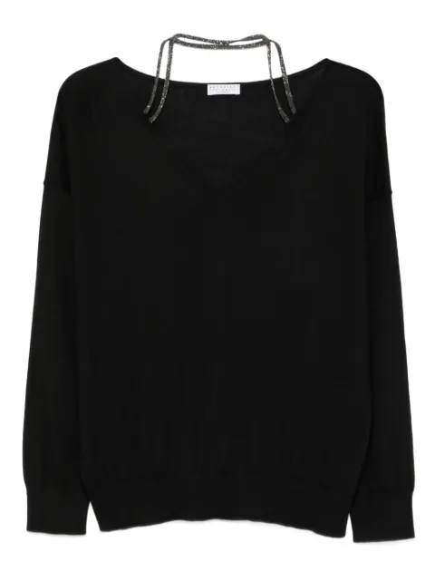 Brunello Cucinelli suéter con detalles y cuello en V