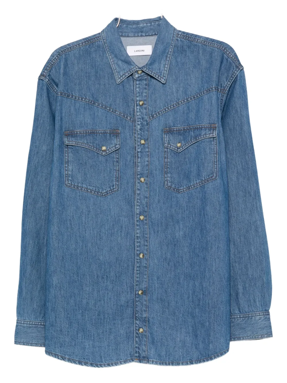 Lardini double-pocket denim shirt Blauw