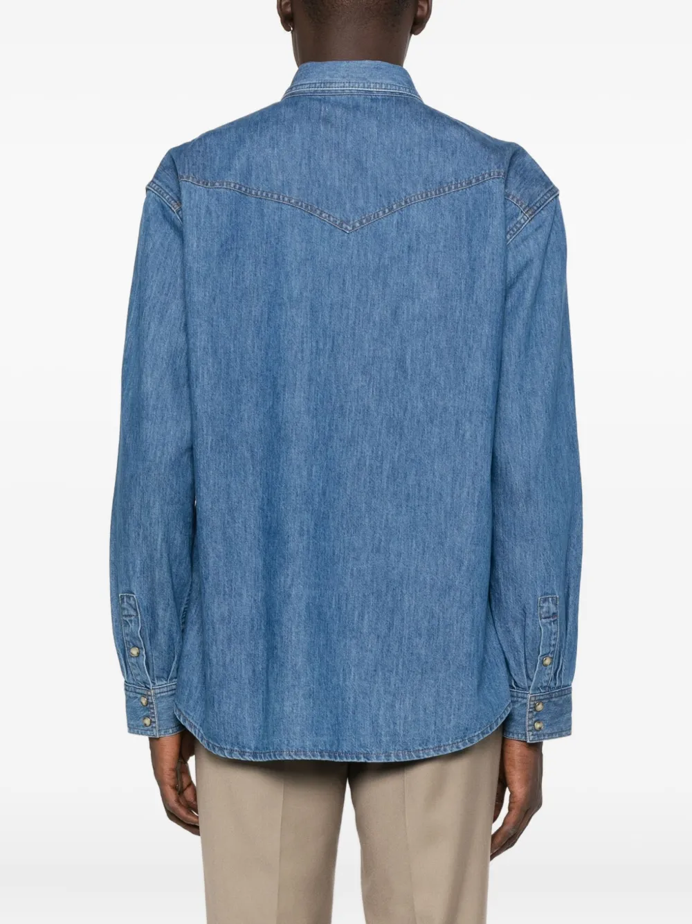 Lardini Denim overhemd met dubbele zak Blauw