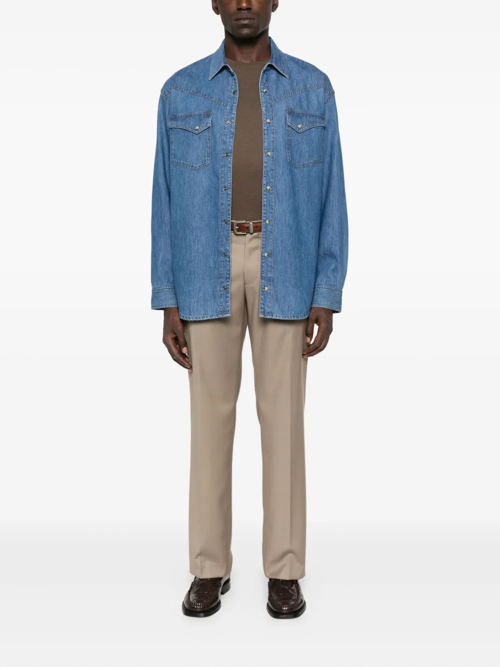 Lardini Denim overhemd met dubbele zak Blauw