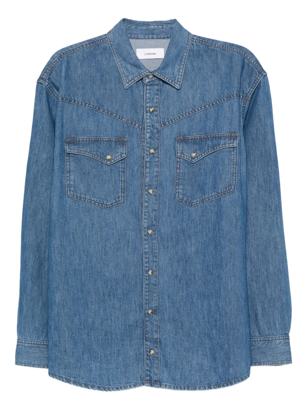 Lardini Denim overhemd met dubbele zak Blauw