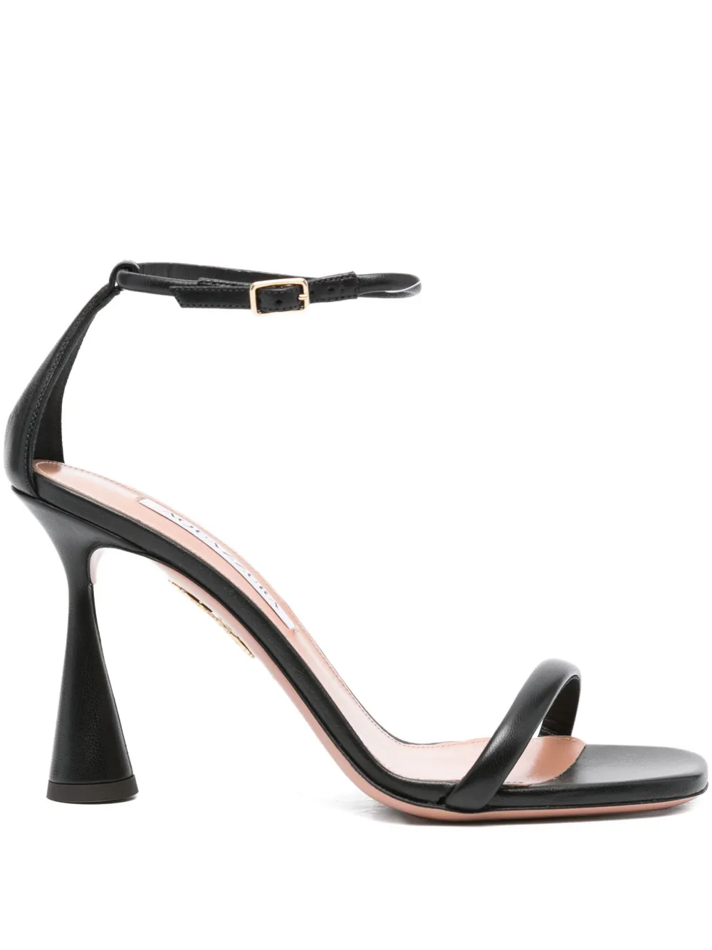 Aquazzura 95mm Hot Sandal Flared-heel Ankle-strap Sandals In Black