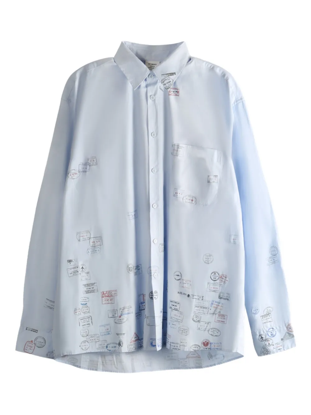 VETE TS stamp-print cotton shirt Blauw