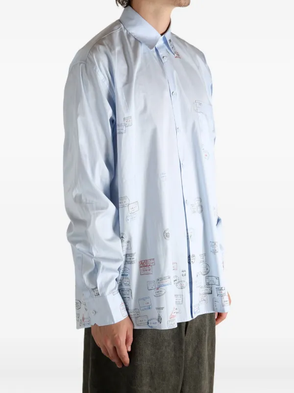 トップス Vetements Printed Cotton Shirt 18AW VETEMENTS stamp-print Cotton Shirt | Blue | FARFETCH CA