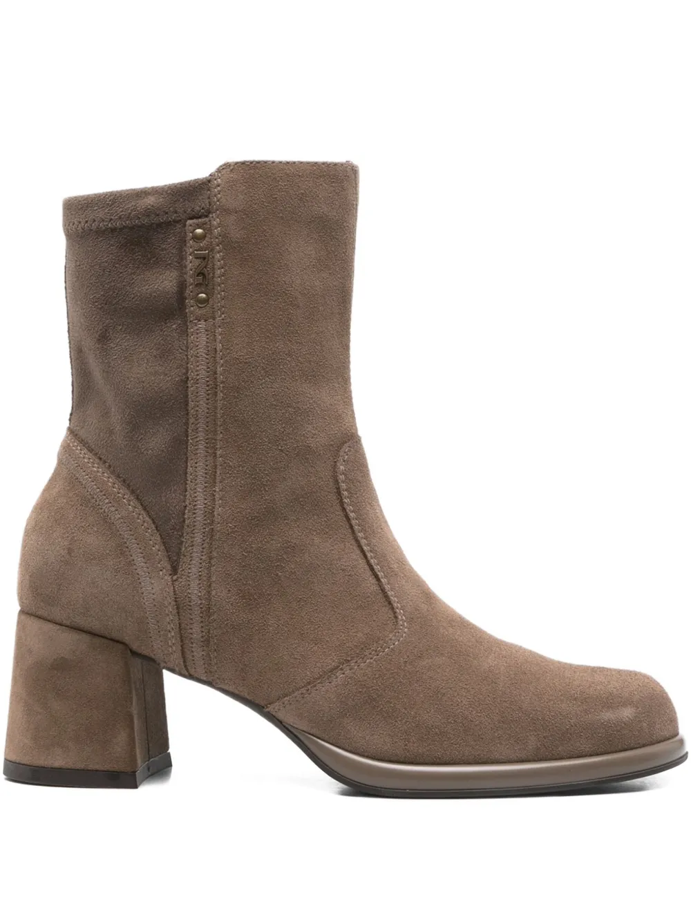 Nero Giardini 50mm Zip-detail Block-heel Boots In Brown