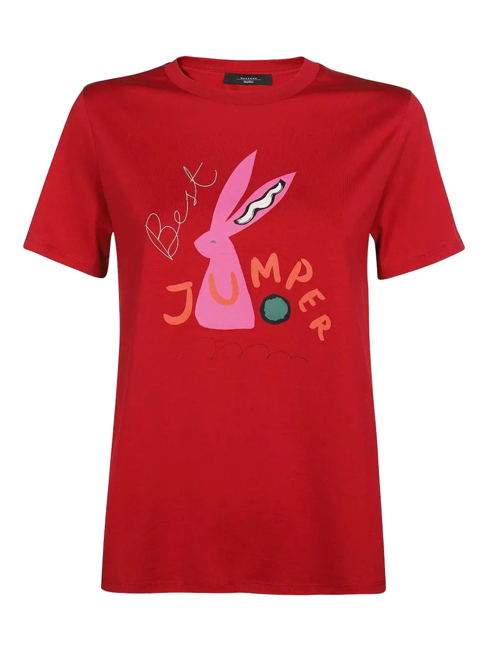 Weekend Max Mara rabbit-print cotton T-shirt Rood