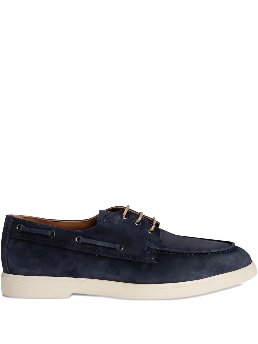 FLECS nubuck-leather lace-up boat shoes Blue