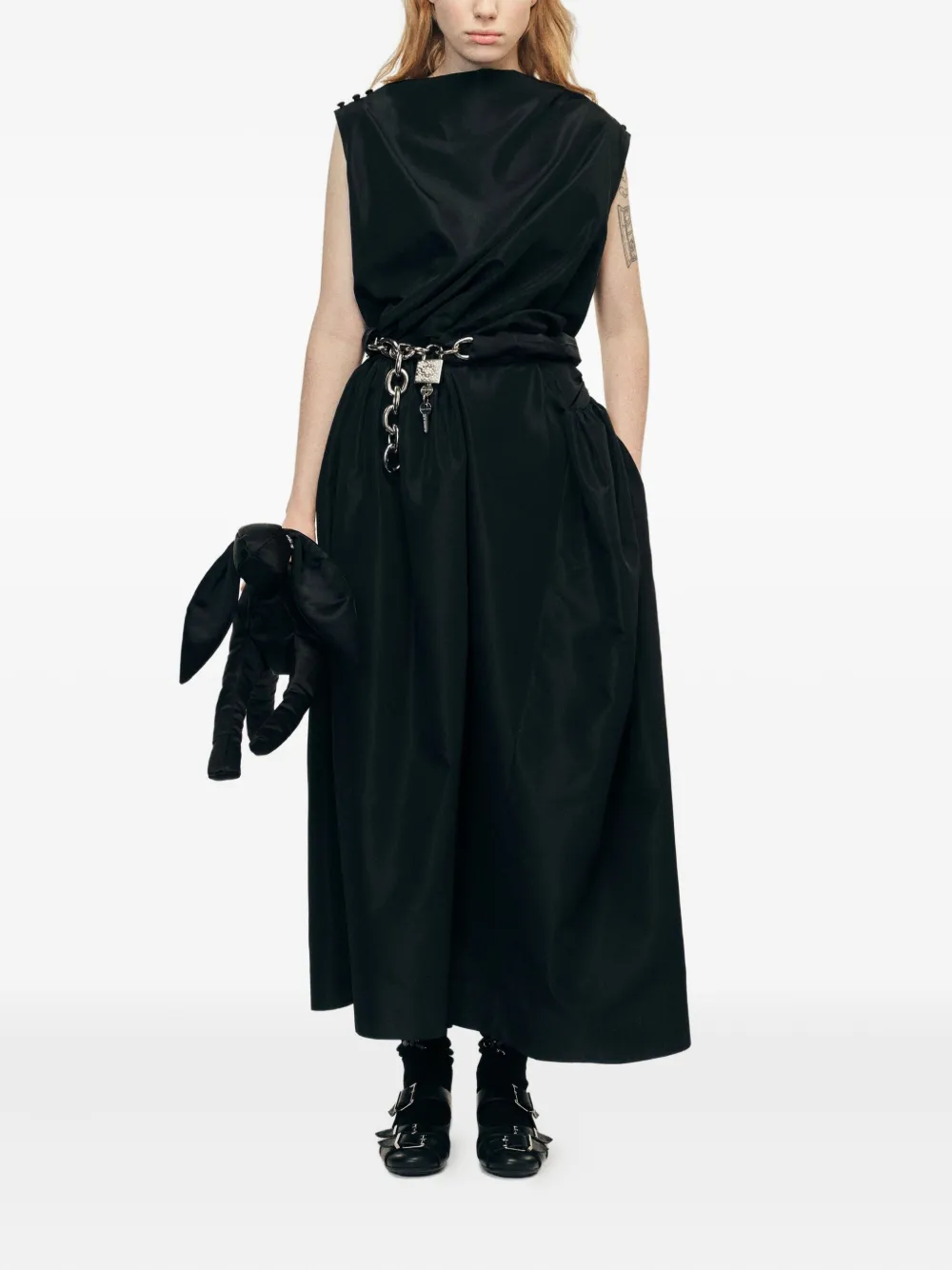Simone Rocha Draped Maxi Dress In Black