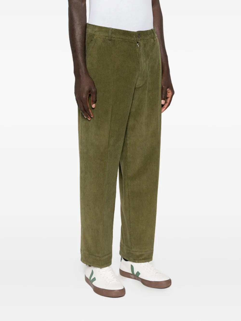 Cellar Door Fadi Trousers Corduroy Fabric Belt Loops In Green