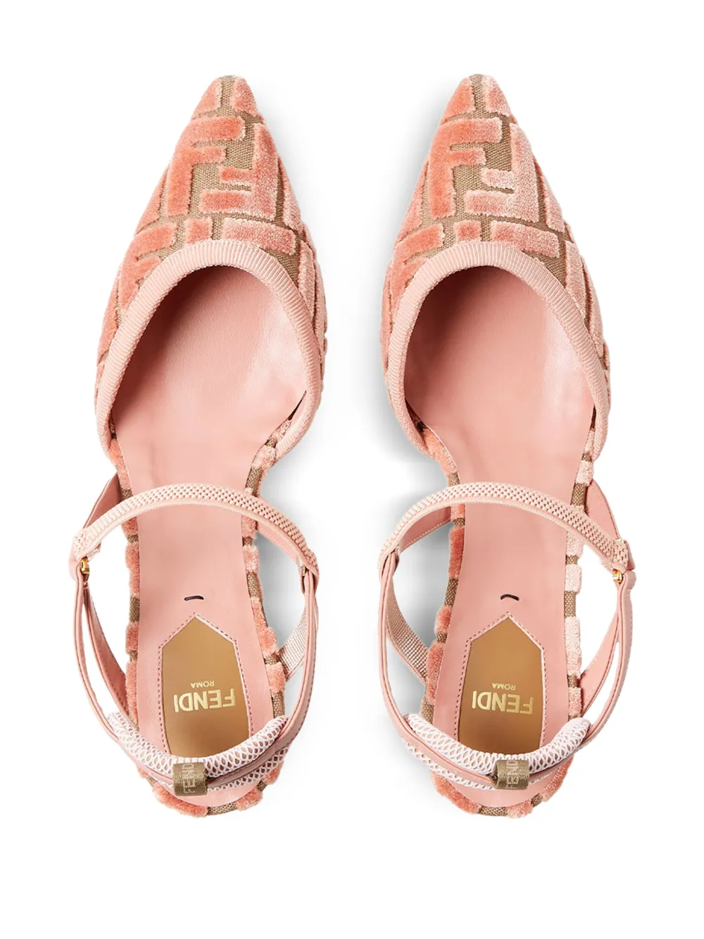 FENDI 55 mm Colibri Lite slingback pumps met FF-patroon Roze