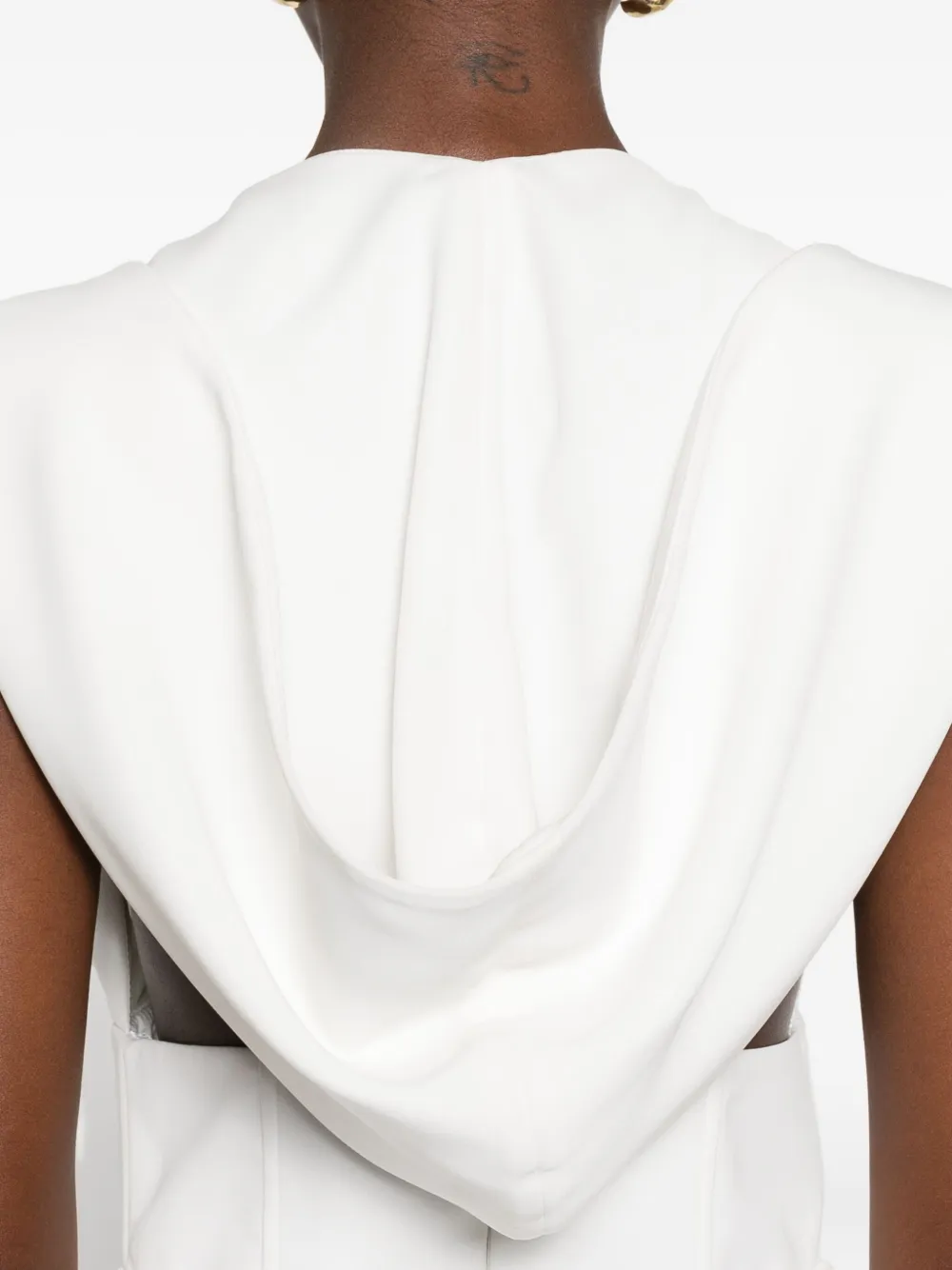 Vestiaire d'un Oiseau Libre Mouwloze midi-jurk met V-hals Wit