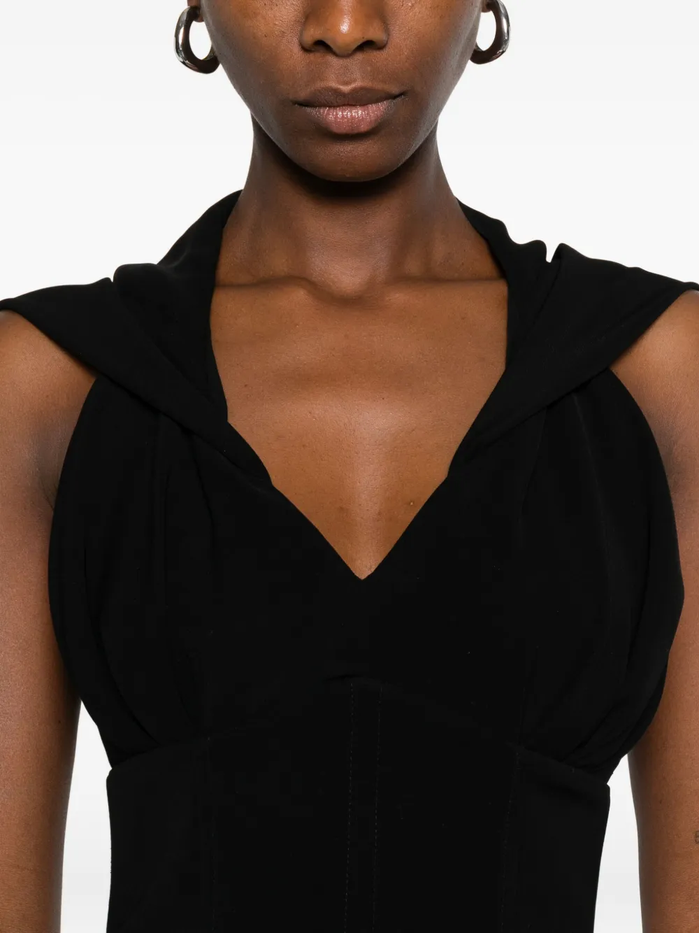 Vestiaire d'un Oiseau Libre Mouwloze mini-jurk met capuchon Zwart