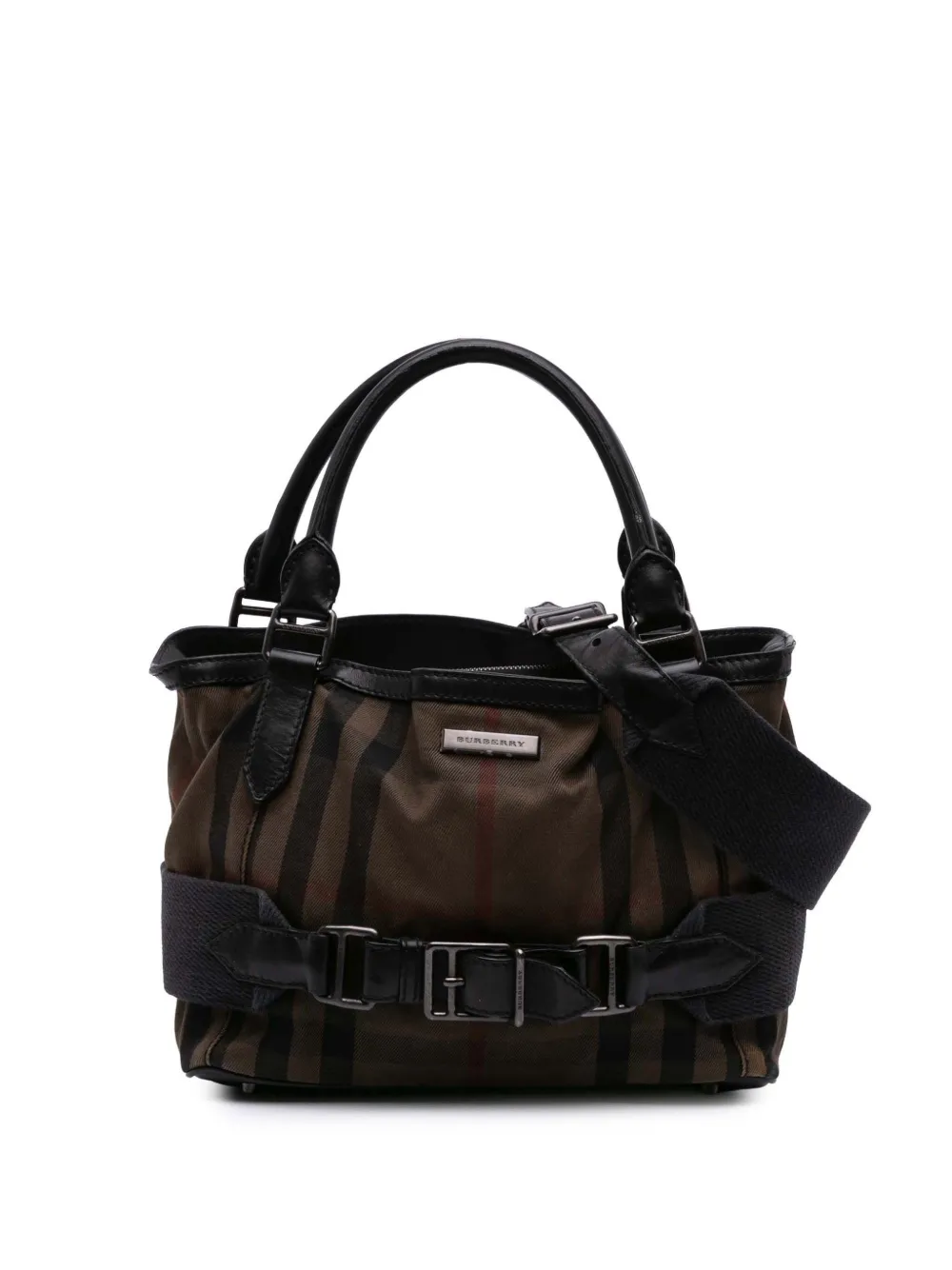 Burberry Pre-Owned 2000-2017 House Check Canvas and Leather Parsons Burberry Pre-Owned 2000-2017 House Check Canvas and Leather Parsons