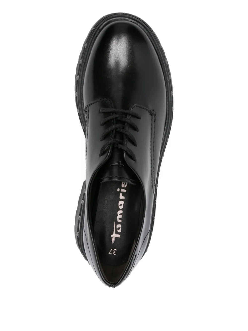 Tamaris 50mm Lace-up Studded Derby Shoes In Black
