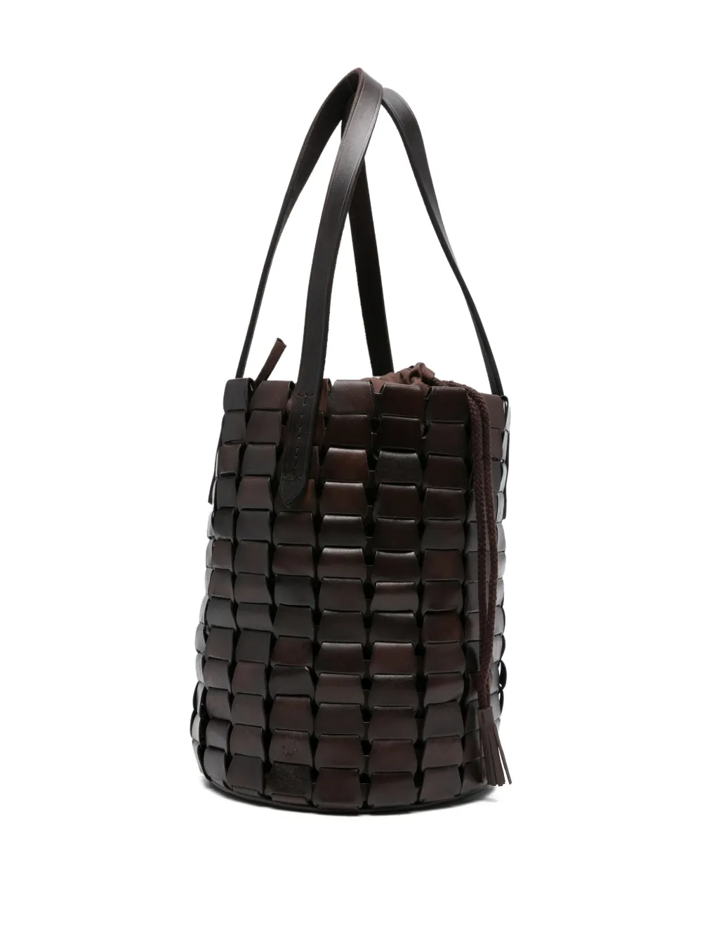 DRAGON DIFFUSION leather woven bucket bag Bruin