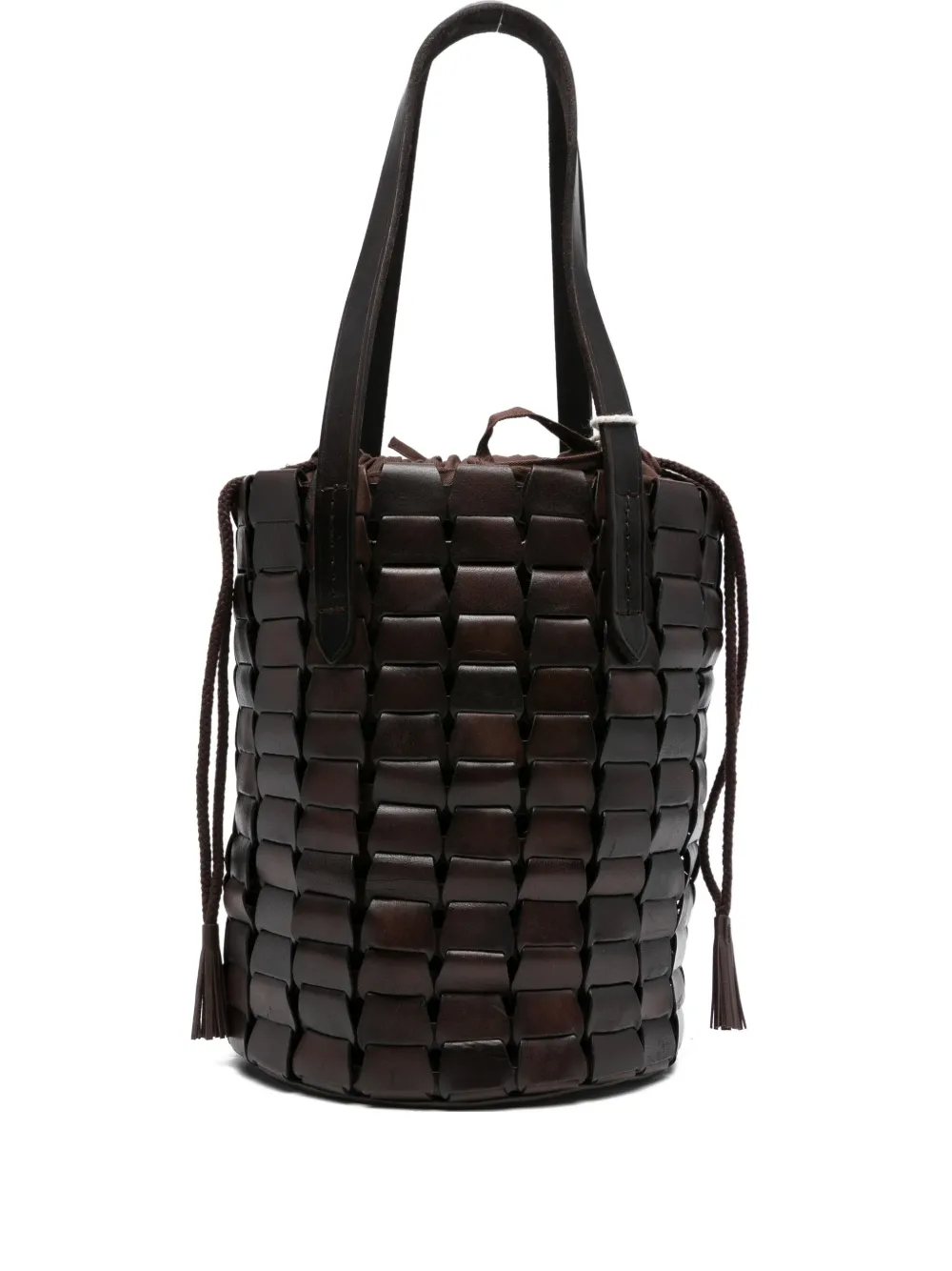 DRAGON DIFFUSION leather woven bucket bag Bruin