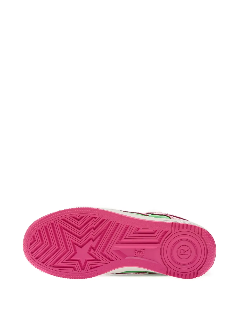A BATHING APE star-patch patent leather sneakers Pink
