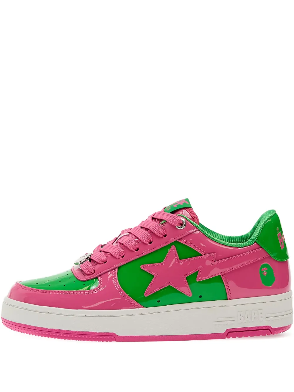 A Bathing Ape Star-patch Patent Leather Sneakers In Pink