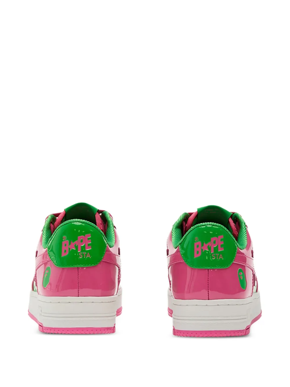 A BATHING APE star-patch patent leather sneakers Pink