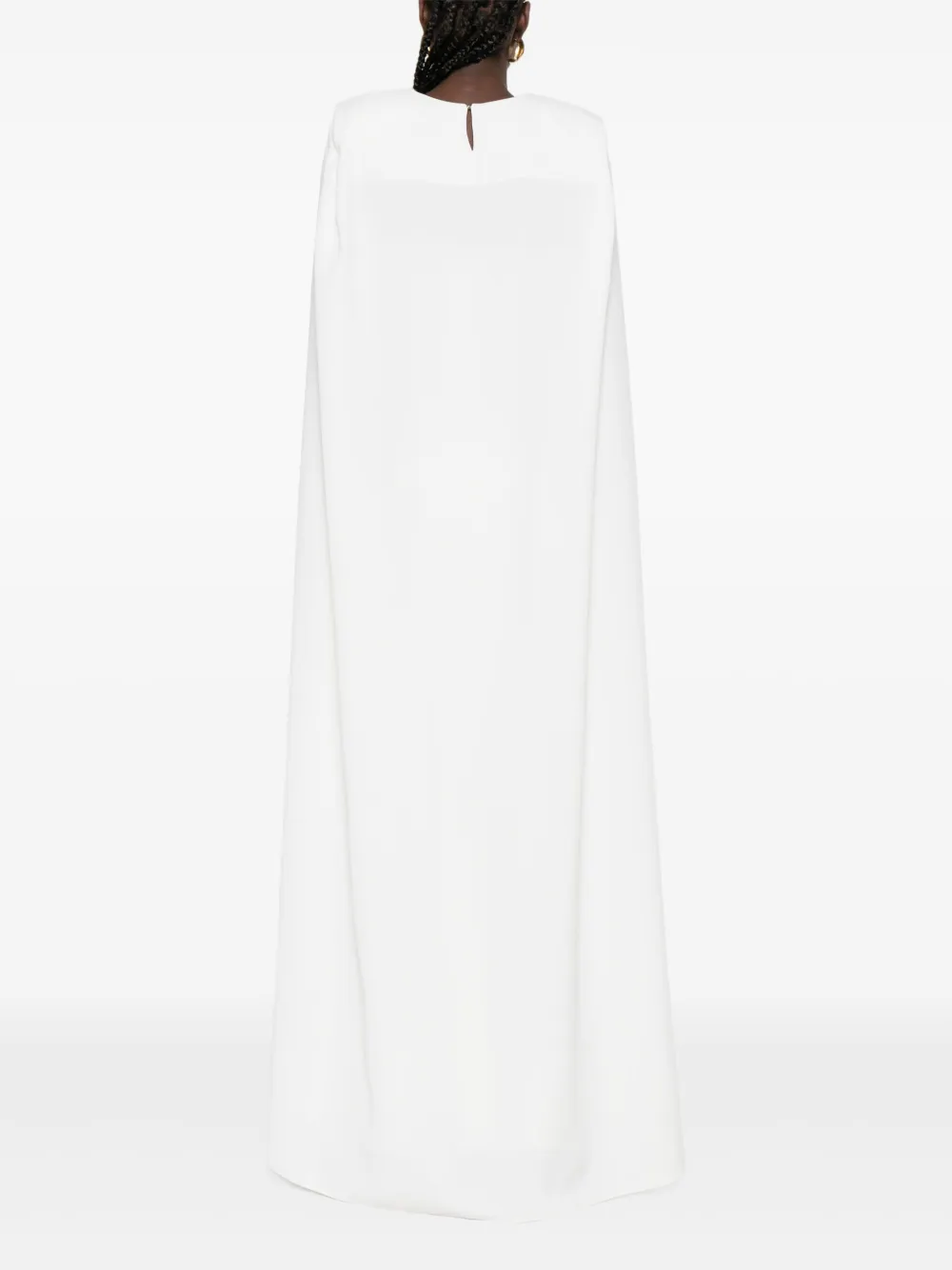Vestiaire d'un Oiseau Libre Asymmetrische maxi-jurk verfraaid met cape Wit