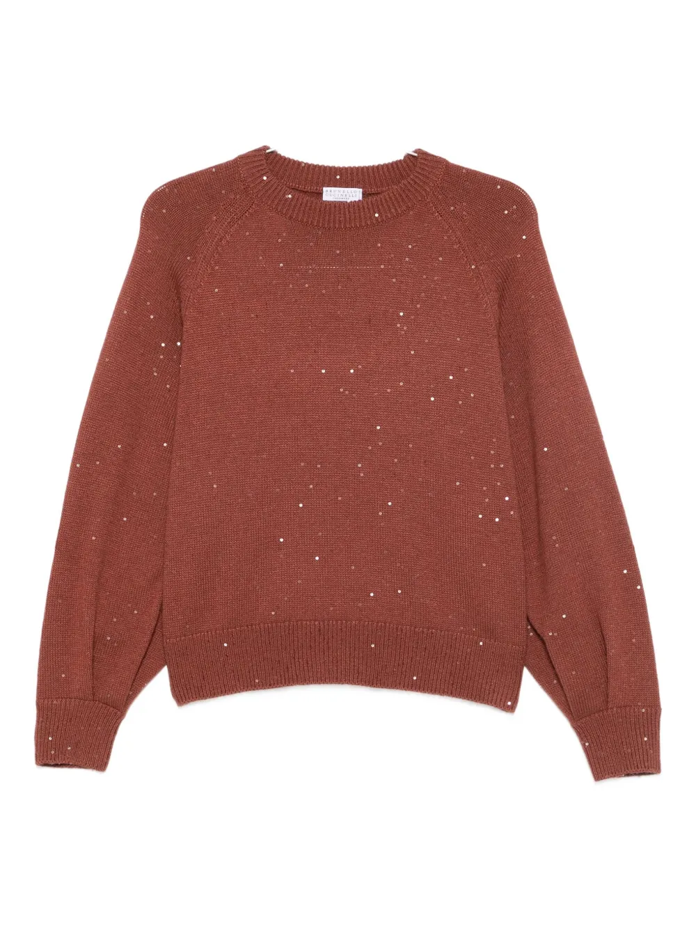 Brunello Cucinelli Cashmere And Silk Sweater With Sequins In Brown
