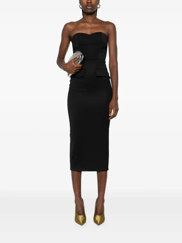 Vestiaire d'un Oiseau Libre Vestido Strapless Con Bolsillo Negro