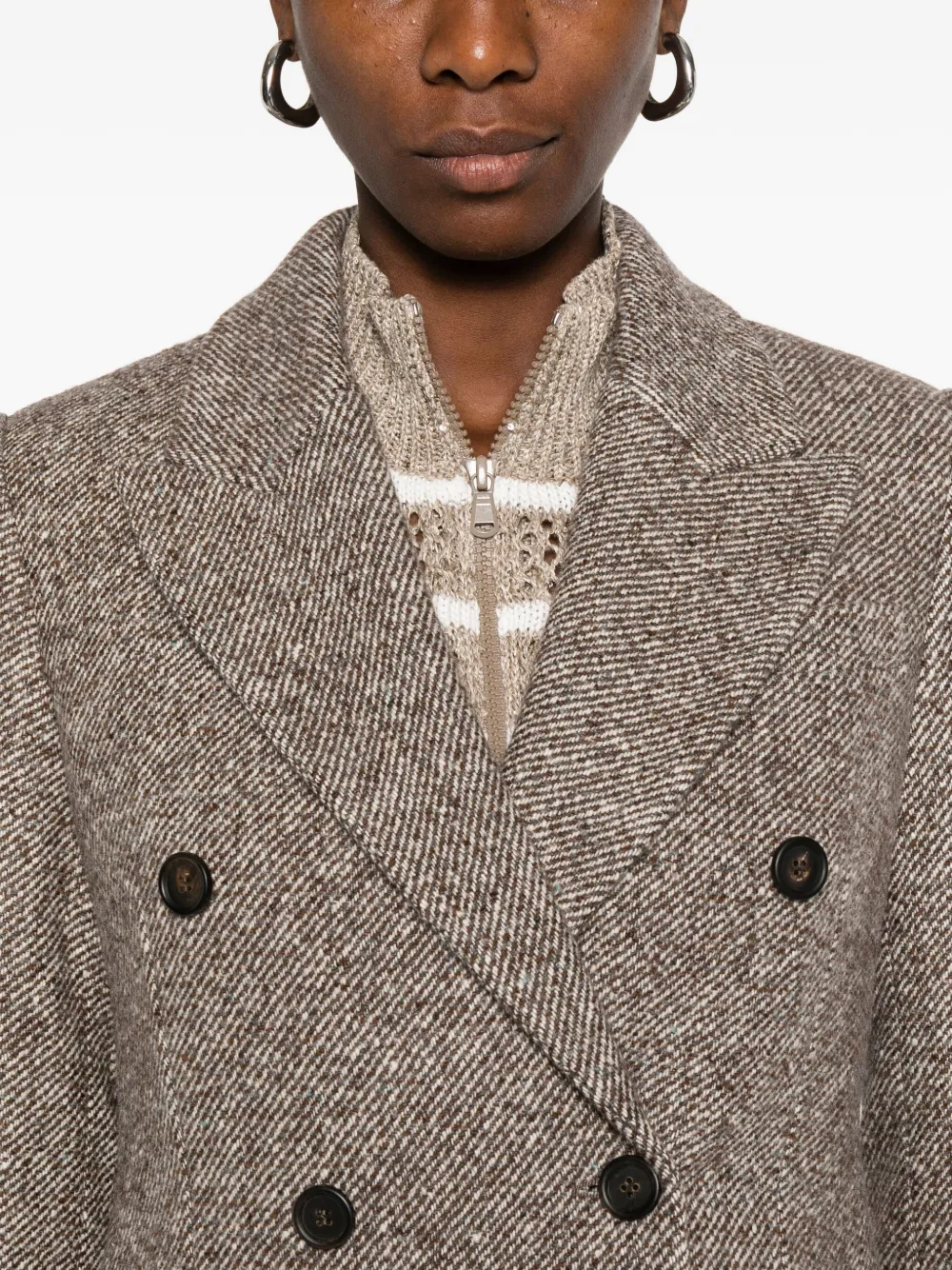 Brunello Cucinelli double-breasted blazer Bruin