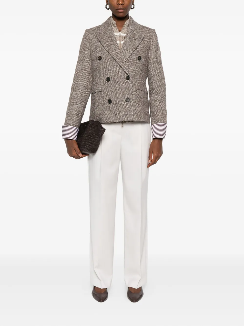Brunello Cucinelli double-breasted blazer Bruin