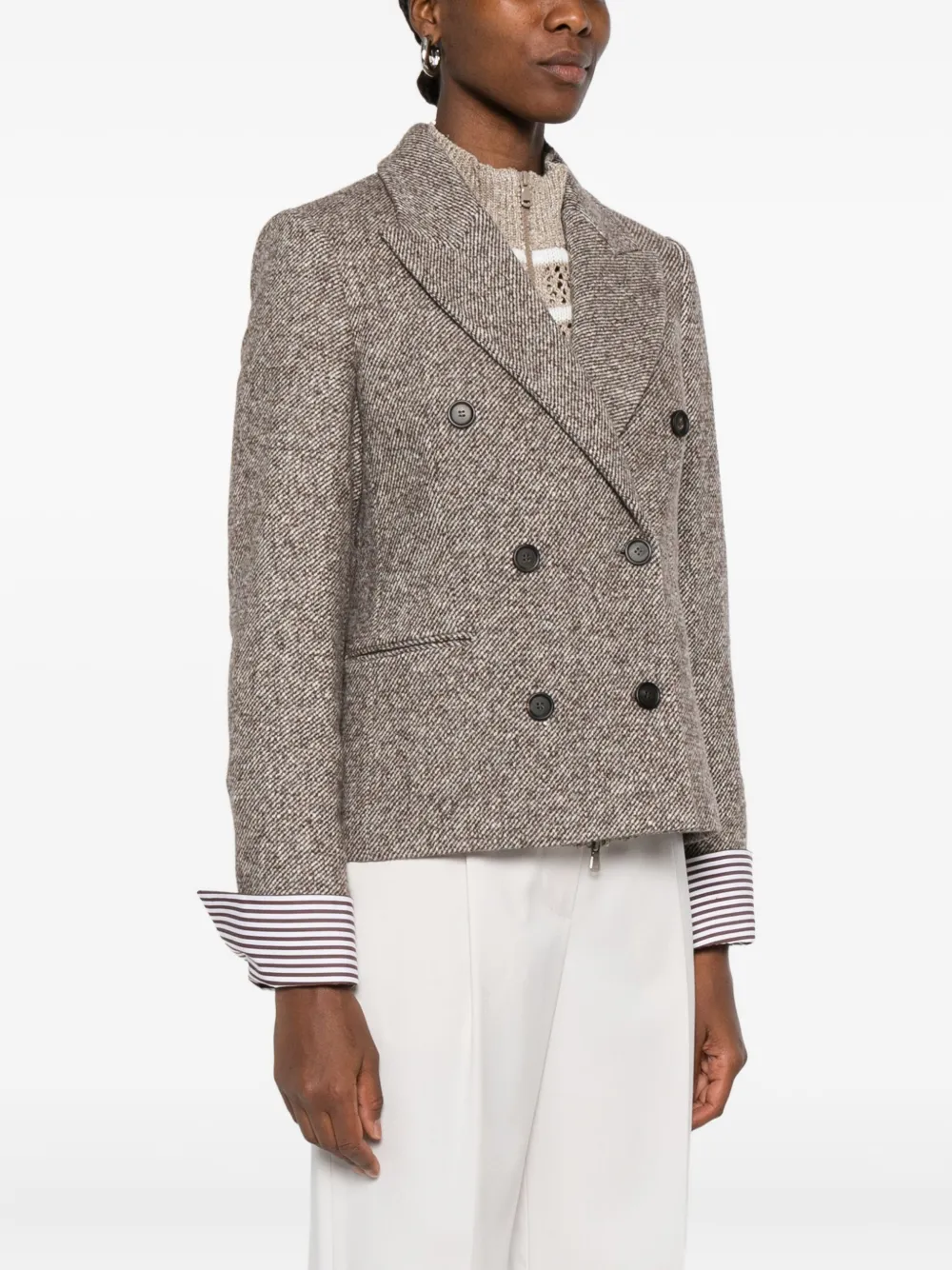Brunello Cucinelli double-breasted blazer Bruin