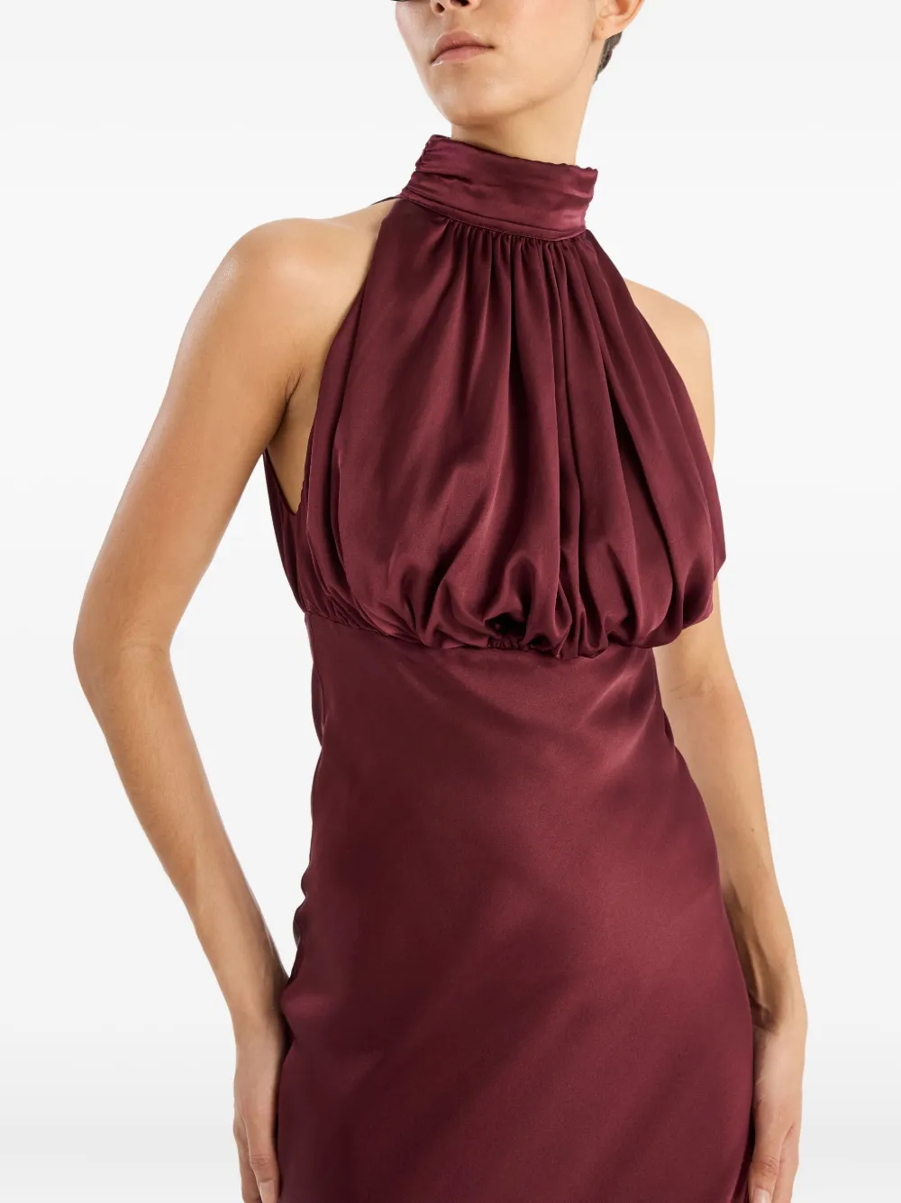Rotate Birger Christensen Rotate Birgerchristensen Sleeveless Silk Dress In Burgundy