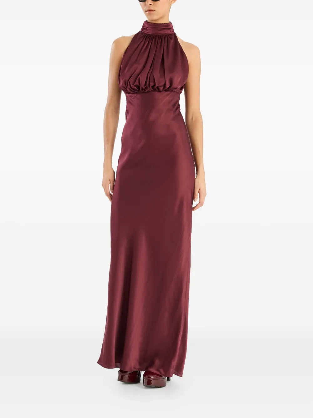 ROTATE BIRGER CHRISTENSEN high-neck silk maxi dress - Rood