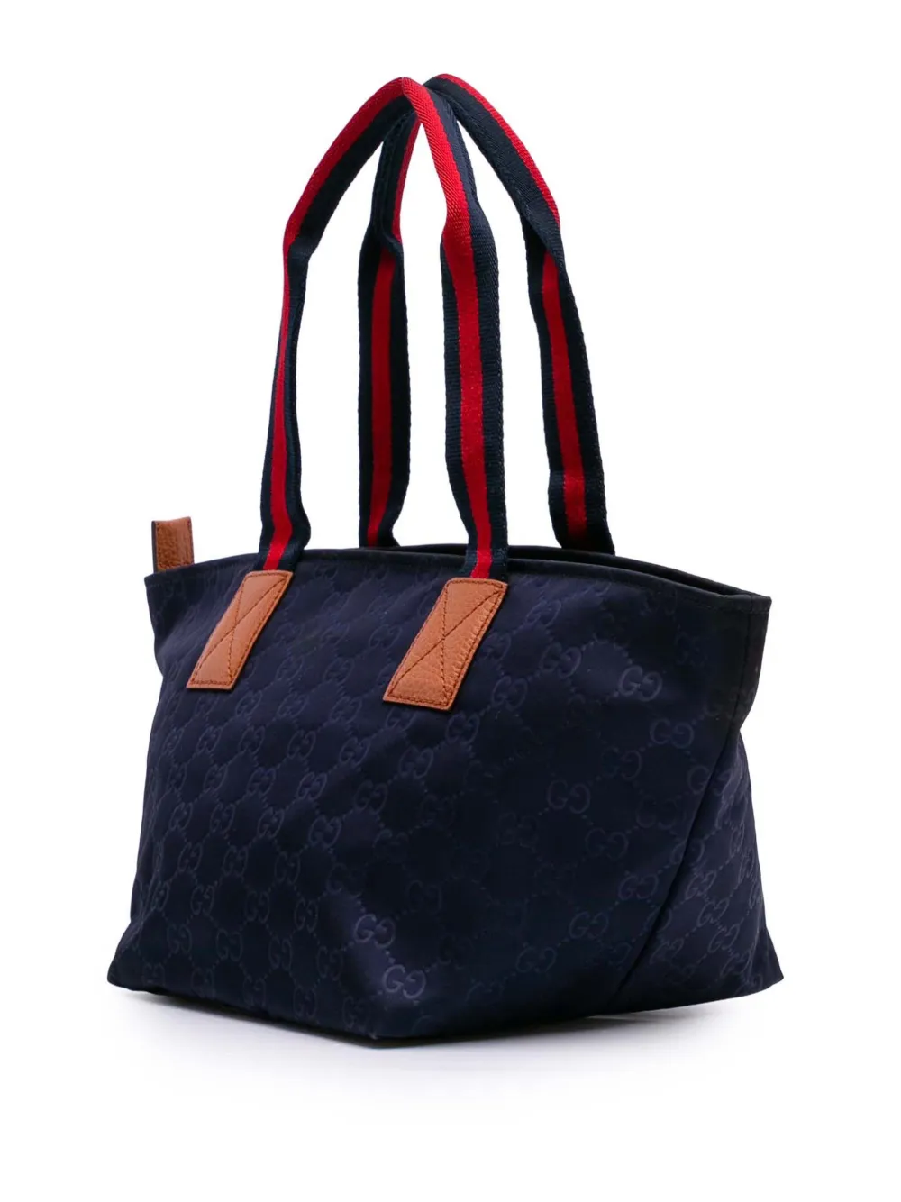 Pre-owned Gucci 2016-2025 Gg Nylon Web Tote Bag In Blue