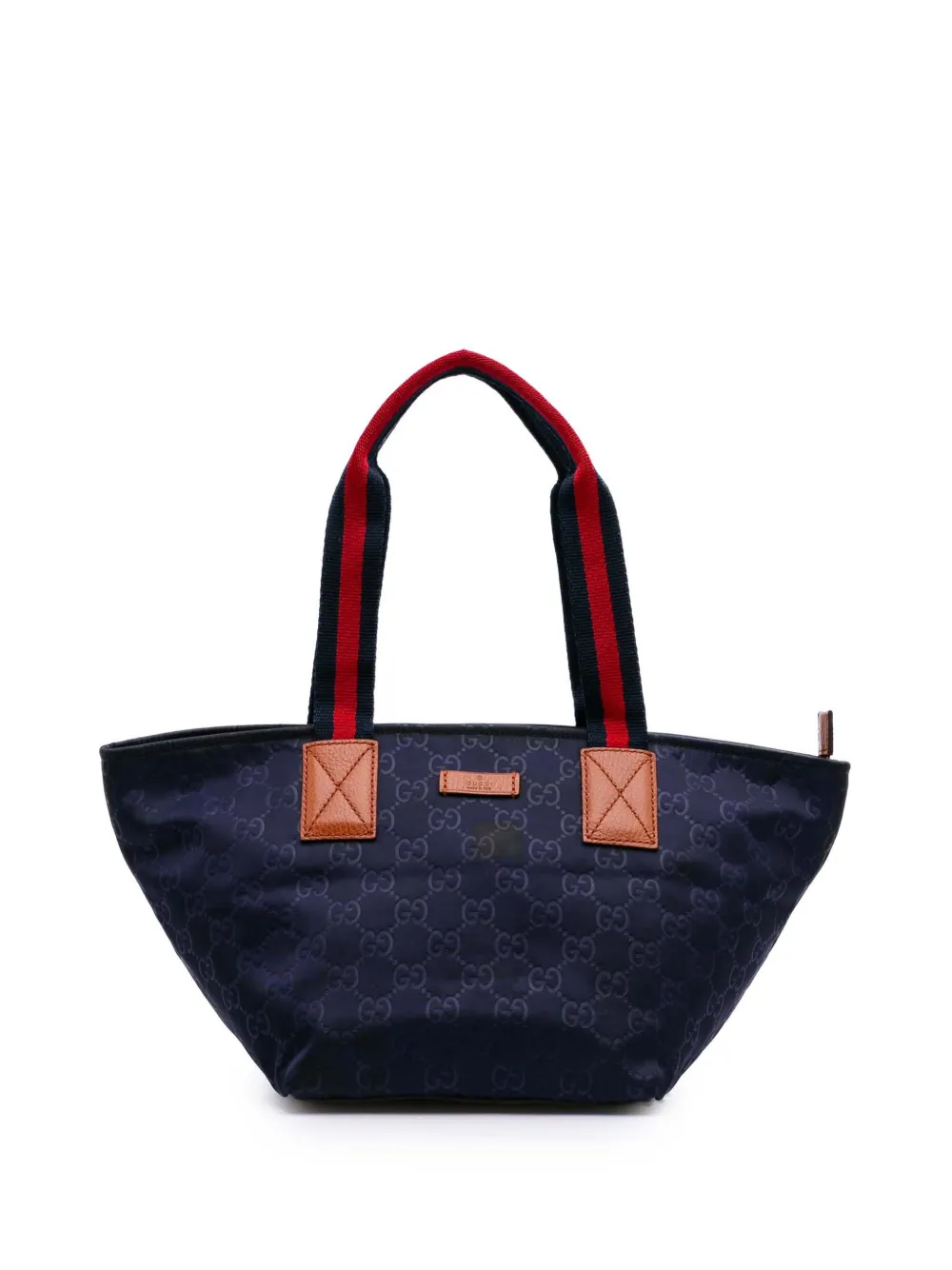 Pre-owned Gucci 2016-2025 Gg Nylon Web Tote Bag In Blue