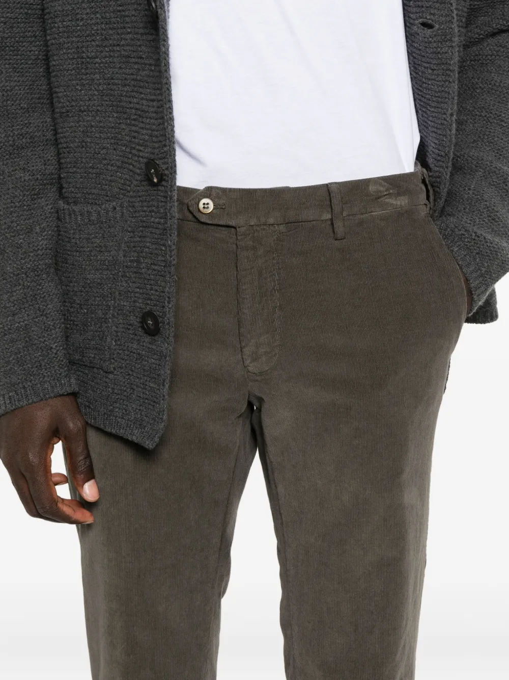 Mason's Buttoned Straight-leg Trousers In Gray
