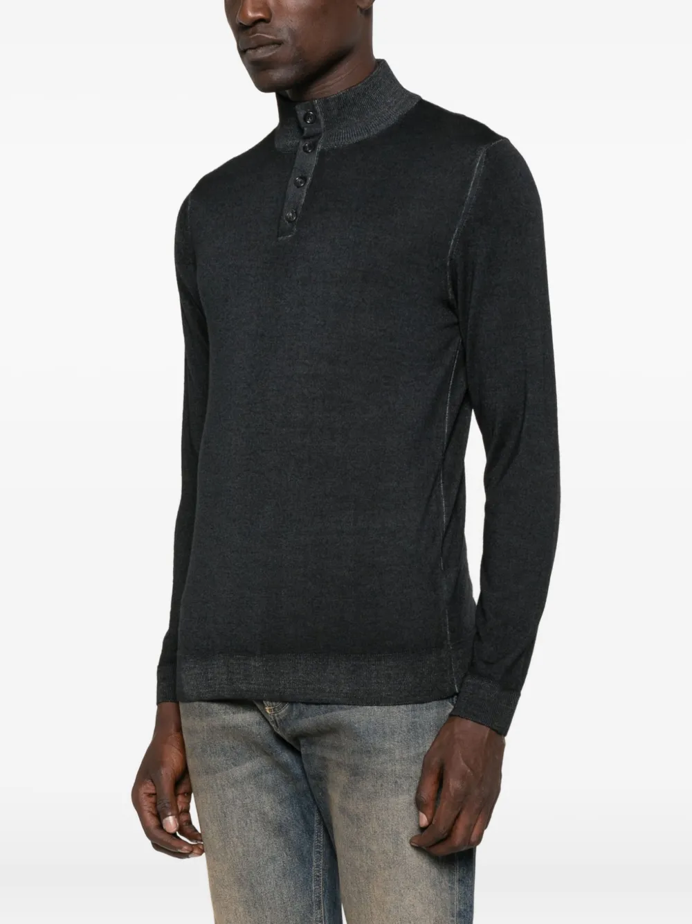 Daniele Fiesoli Poloshirt met hoge hals en knopen Blauw