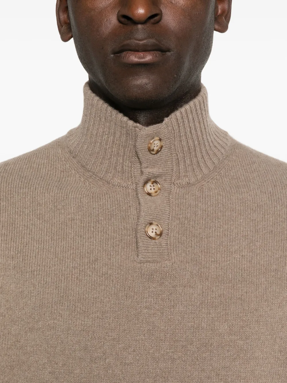 Daniele Fiesoli Turtleneck Buttoned Sweater In Neutral