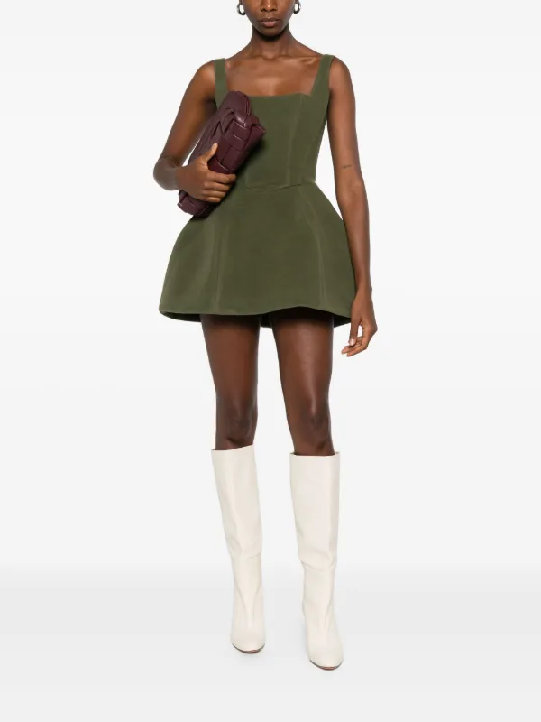 Vestiaire D'un Oiseau Libre Square-neck Flared Mini Dress - Green Vestiaire D'un Oiseau Libre Square-neck Flared Mini Dress - Green