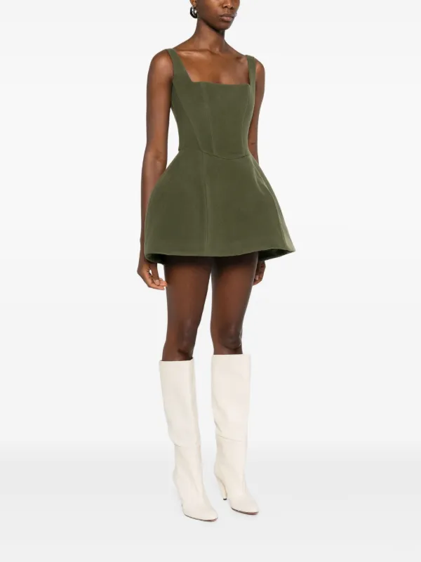 Vestiaire d'un Oiseau Libre square-neck Flared Mini Dress | Green |  FARFETCH OM