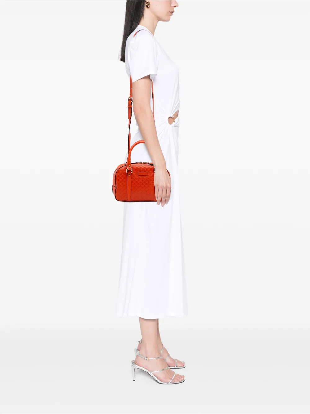 Pre-owned Gucci 2016-2025 Small Microssima Bree Satchel In Orange