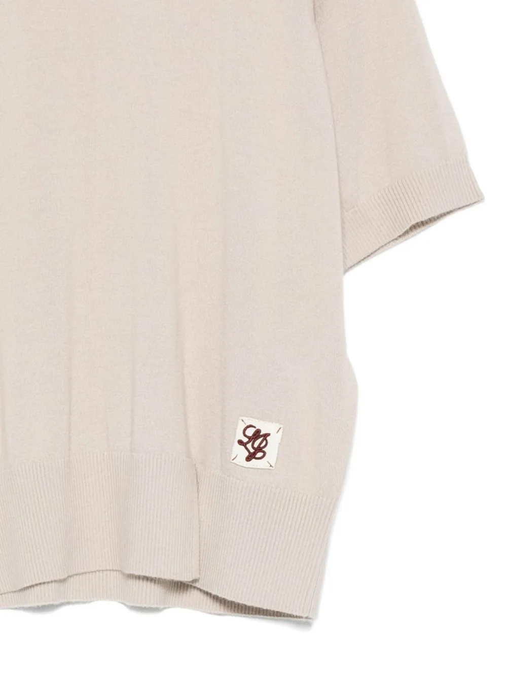 Liu •jo Logo-patch Short-sleeve Sweater In Neutral