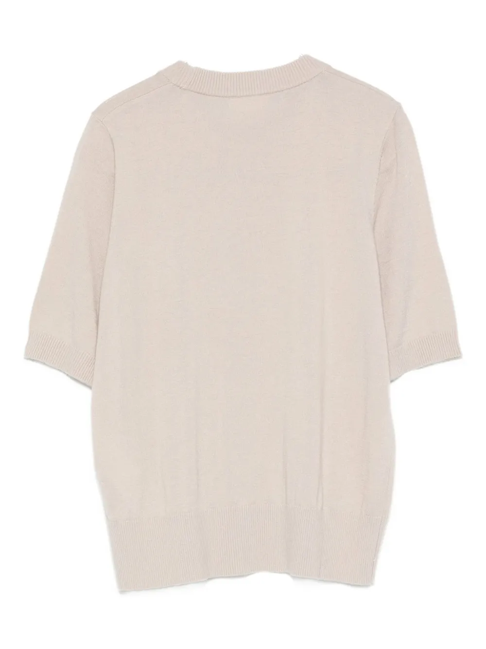 Liu •jo Logo-patch Short-sleeve Sweater In Neutral