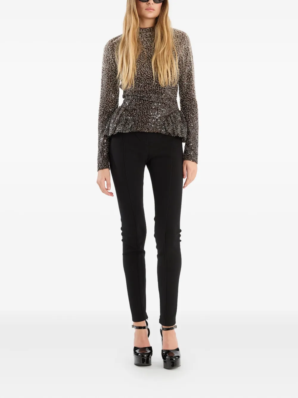 ROTATE BIRGER CHRISTENSEN Peplum top met kralen - Grijs