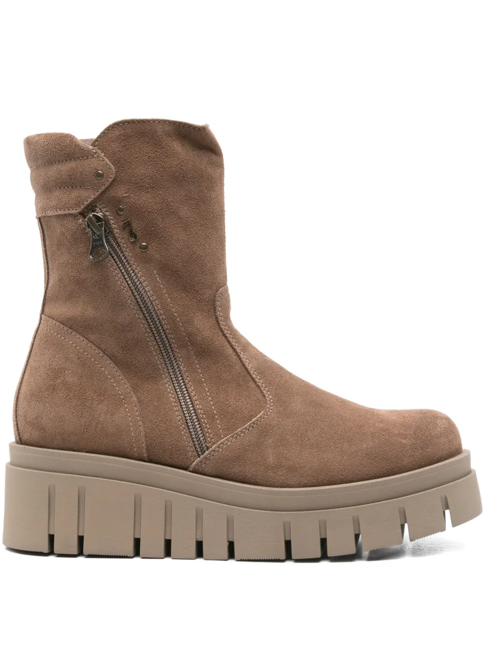 Nero Giardini 55mm Zip-detail Platform Boots In Neutral