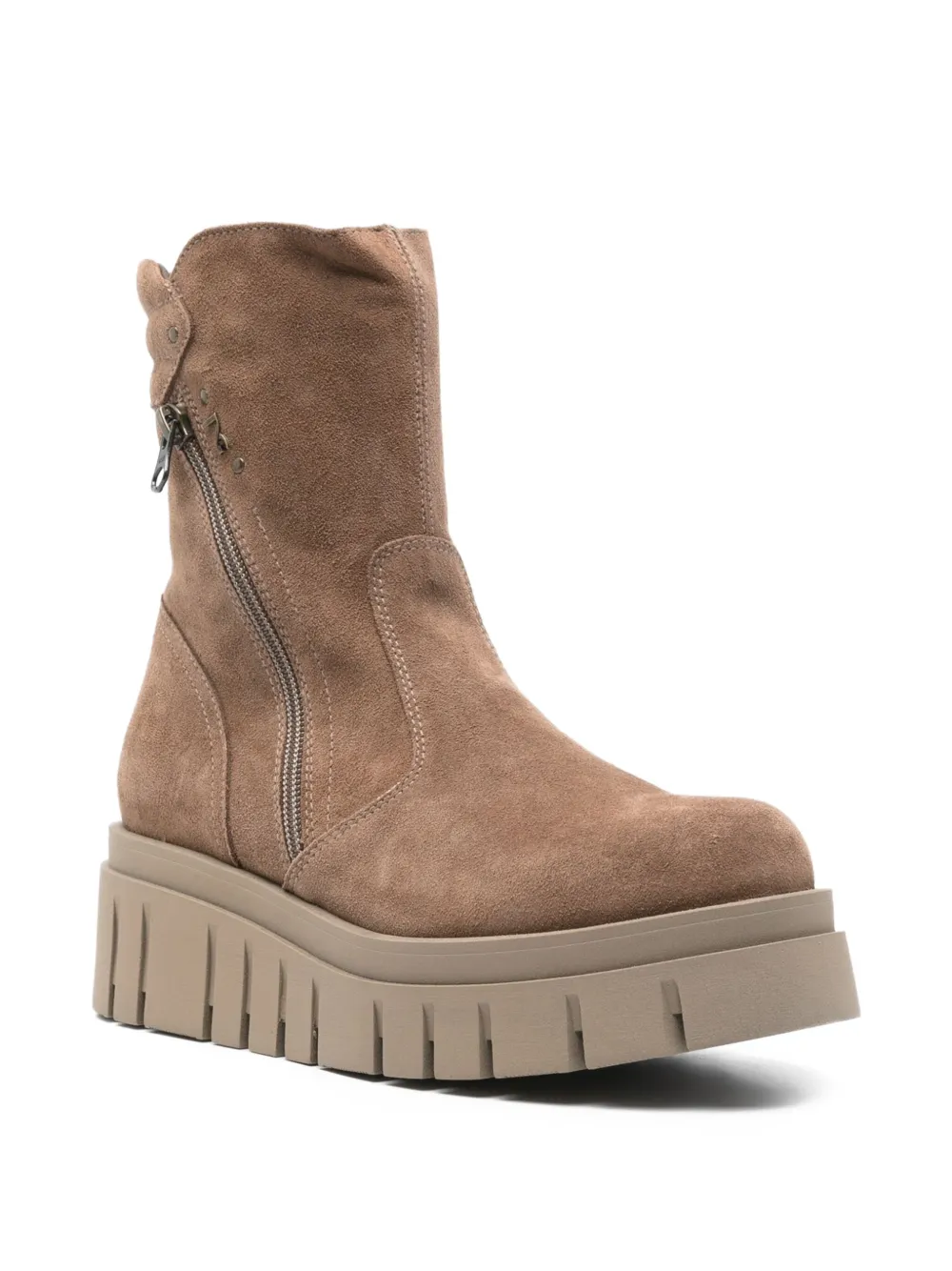 NERO GIARDINI 55mm zip-detail platform boots Neutrals