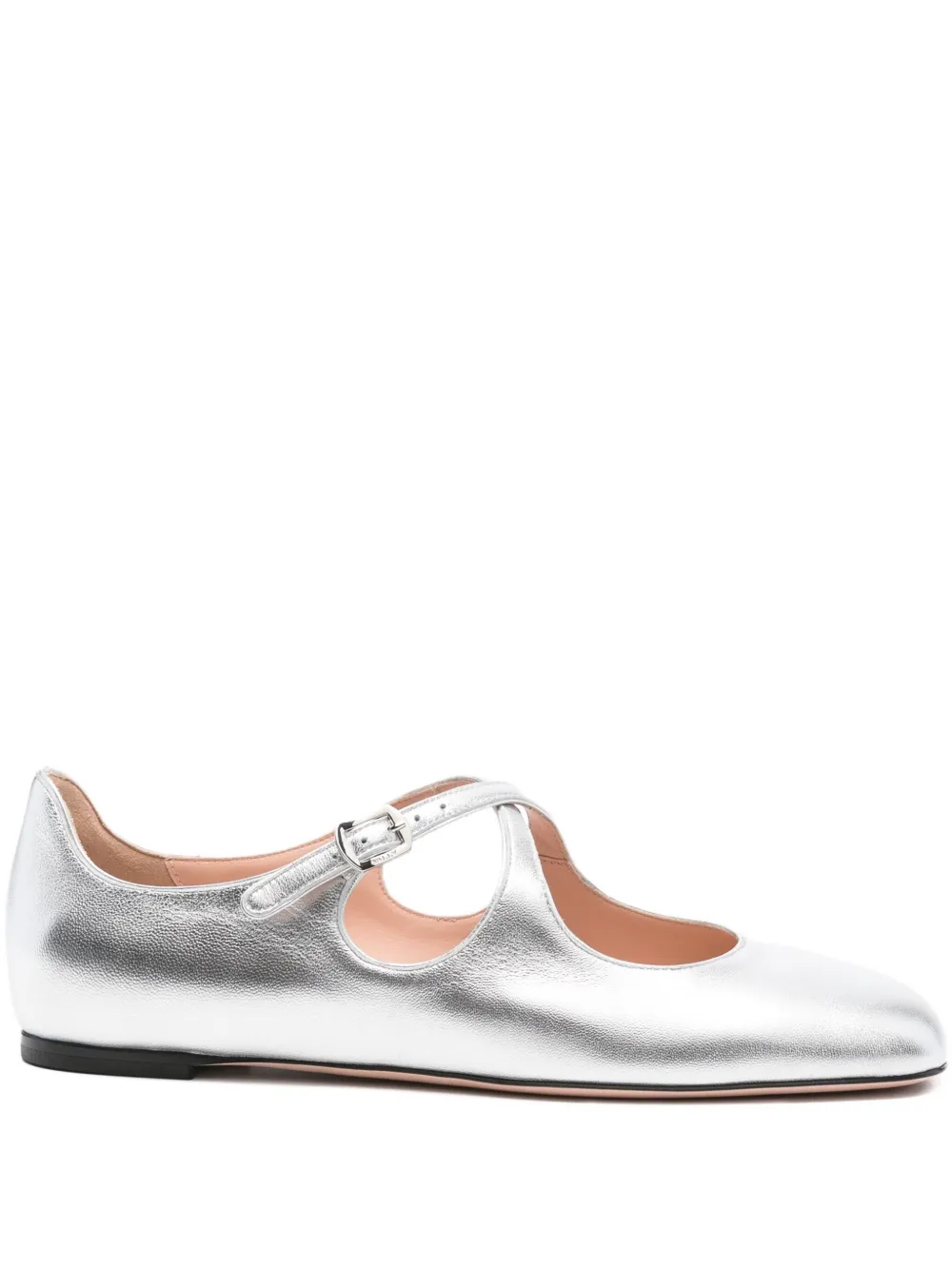 Bally buckle-strap leather ballet flats Silver