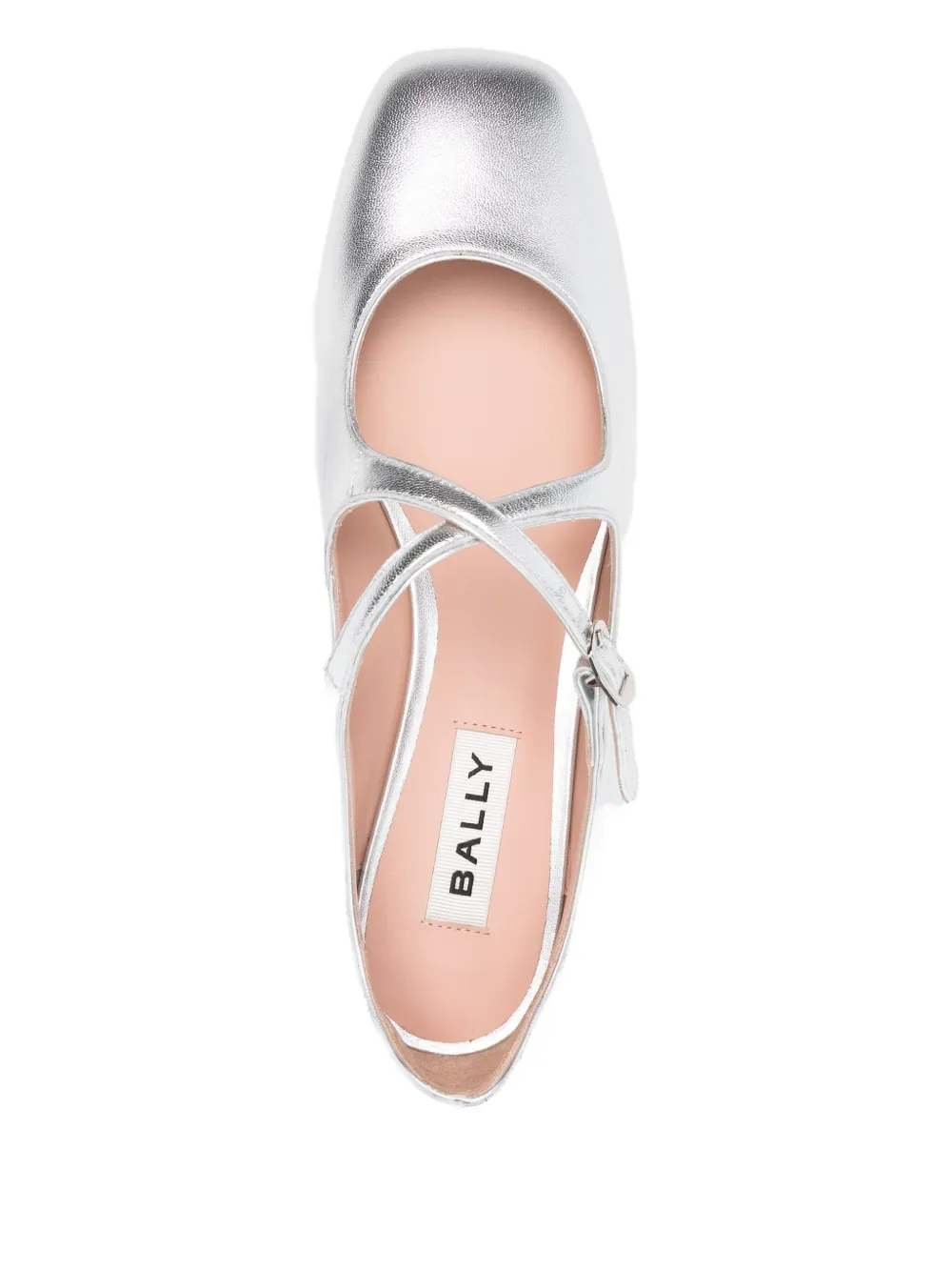 Bally buckle-strap leather ballet flats Silver
